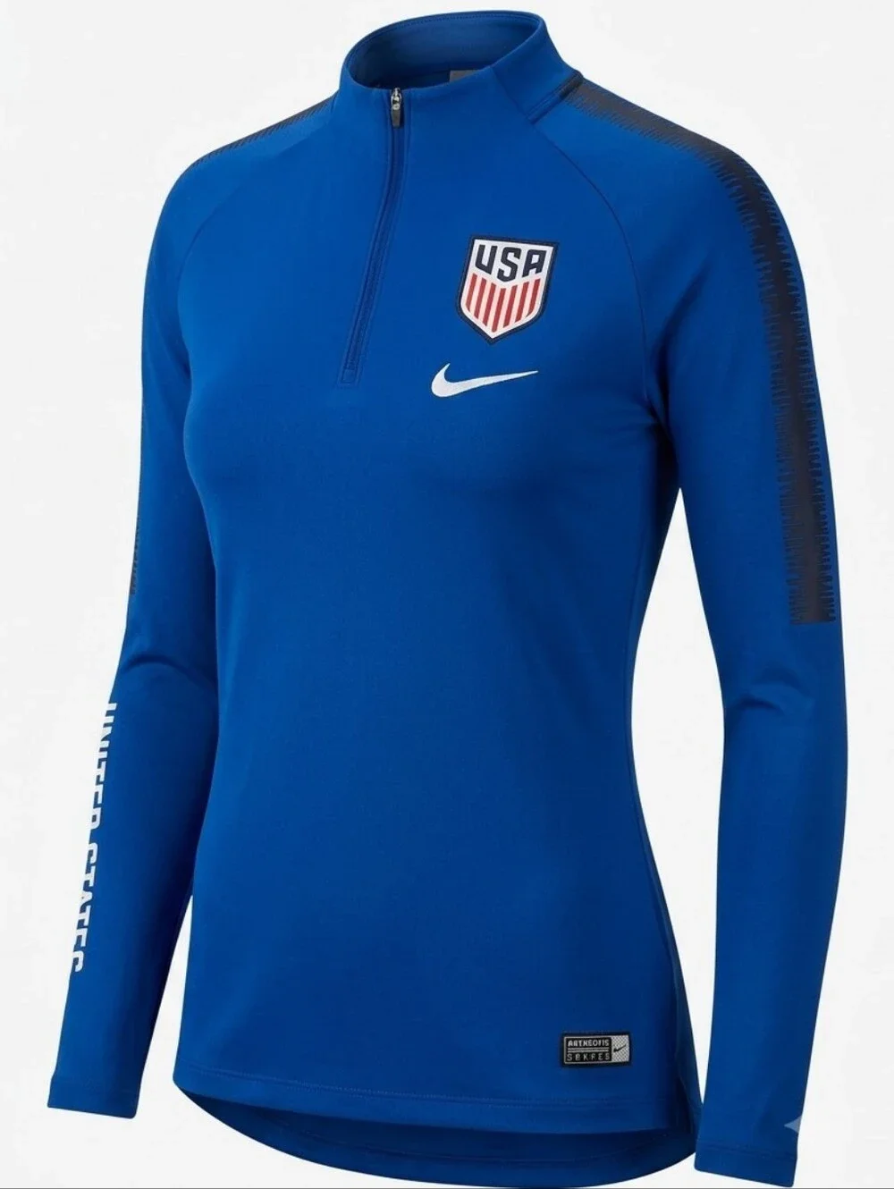 [[Nike]] Women’s Blue USA  Long-Sleeve 1/4 Zip Soccer Training Top